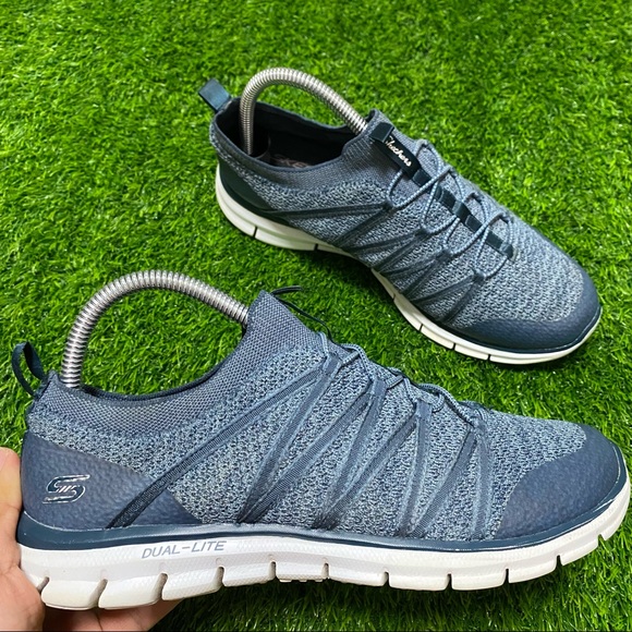 skechers stretch knit bungee slip on